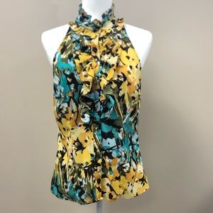 The Limited. Floral ruffle sleeveless shirt.